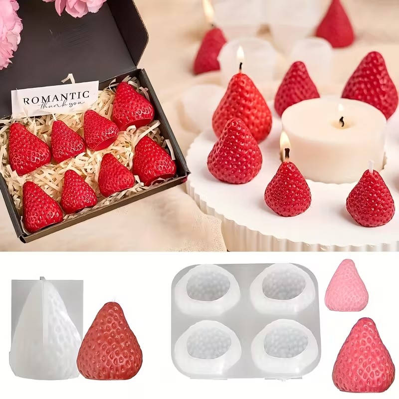 Strawberry Silicone Candle Mol – обзор и цена Soap Making Material